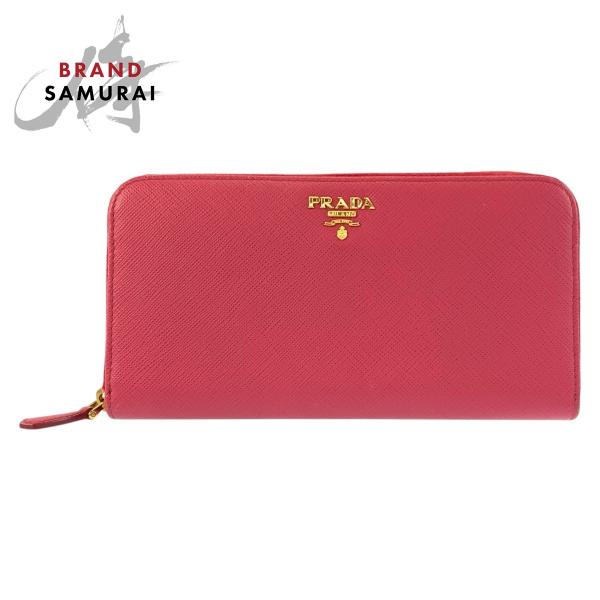 PRADA（プラダ） 美品 サフィアーノ ピンク ゴールド金具 レザー 長