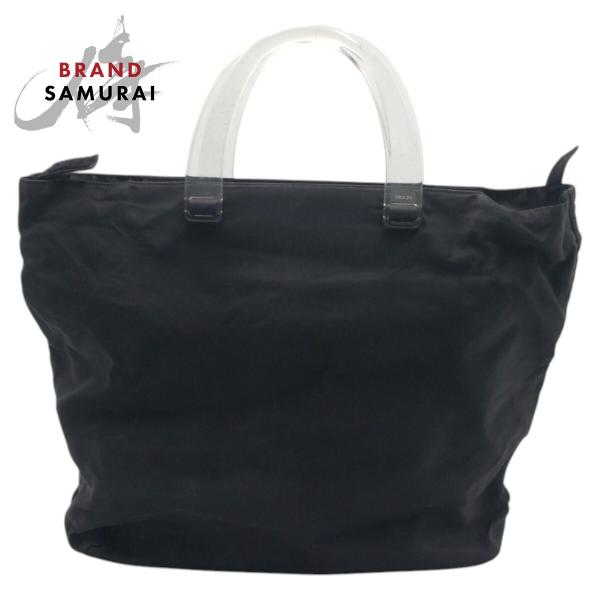 【美品】PRADA プラダ メタルハンドル トートバッグ 三角ロゴ 白タグ loopinc2019ys_602961