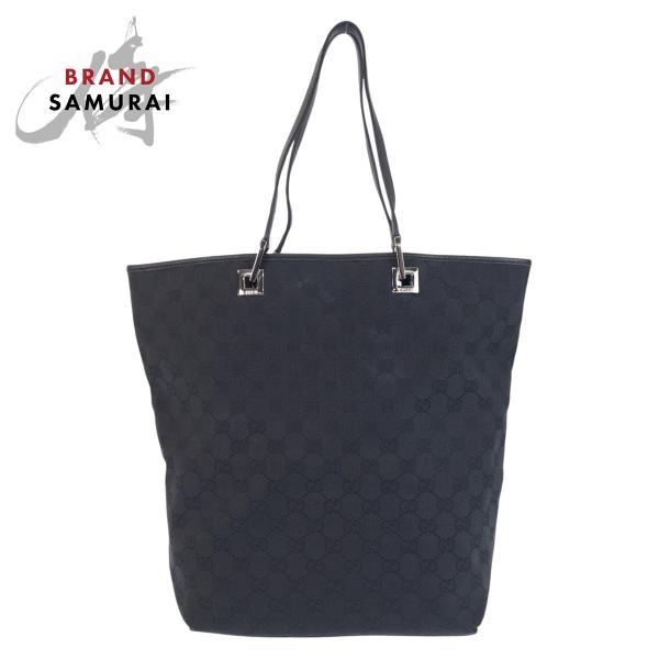 GUCCI グッチ トートバッグ GGキャンバス レザー ブラック GUCCI（グッチ） 美品 ブラック 黒 GGキャンバス/レザー 31243 トート
