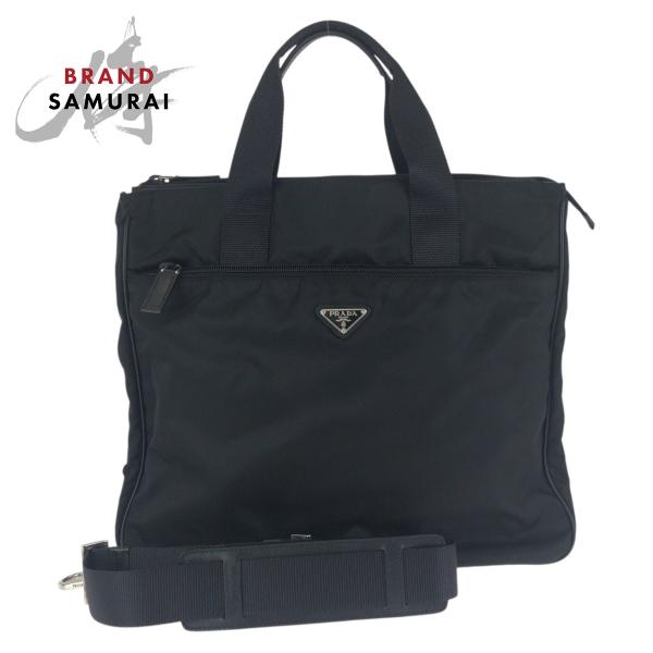 PRADA プラダ サフィアーノ レザー トートバッグ ビジネス ブリーフケース PRADA（プラダ） 美品 テスート サフィアーノ ブラック 黒 シルバー
