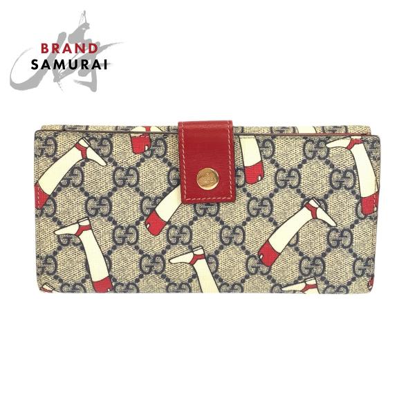 GUCCI（グッチ） 美品 ブーツ柄 グレー レッド ゴールド金具 GG