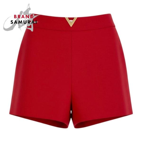 RED VALENTINO　CHERRY　チェリー柄ショートパンツ 40 VALENTINO（ヴァレンティノ） Vゴールドロゴ ハイウエスト レッド