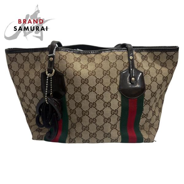 GUCCI ボディバッグ　シェリーライン　GG キャンバス　レザー　ベージュ GUCCI ワンショルダーバッグ ジャッキー シェリーライン GG柄
