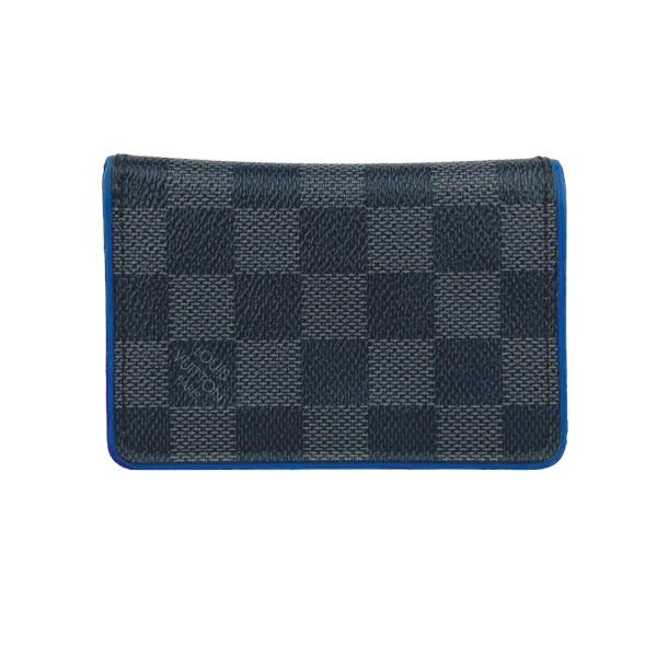 ■中古■　ルイヴィトン オーガナイザー ドゥ ポッシュ カード ケース ダミエ グラフィット ブルー レザー M64432 箱 【185328】 loopland_185328