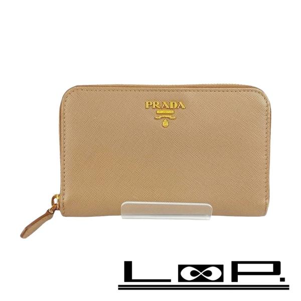 □中古□ プラダ 二つ折り コンパクト ラウンド ファスナー 財布