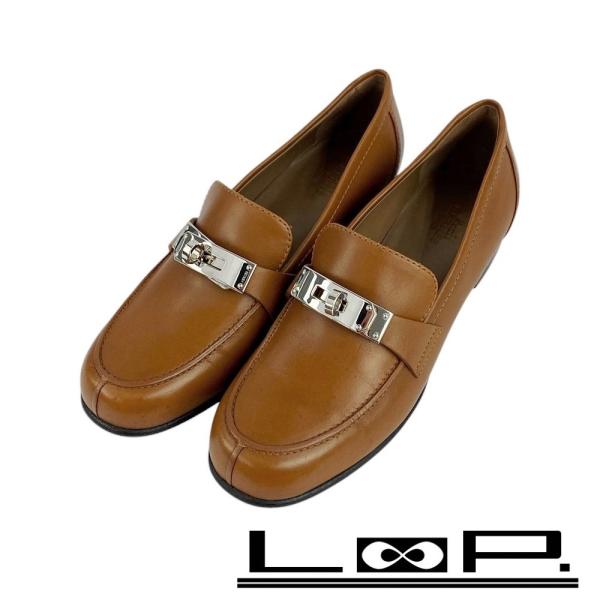 □新同□ エルメス ケリー ローファー シューズ 靴 レザー ブラウン 茶