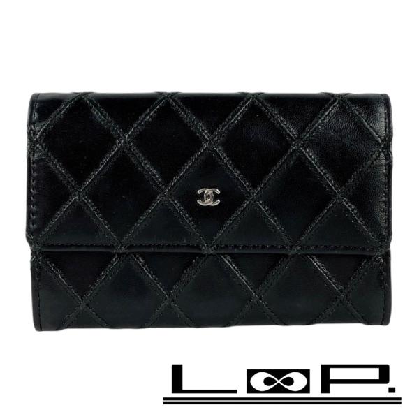■美品■　シャネル ビコローレ ケース カードケース 名刺入れ ラム レザー ブラック 【249723】□ □美品□ シャネル ビコローレ コインケース カードケース 名刺入れ