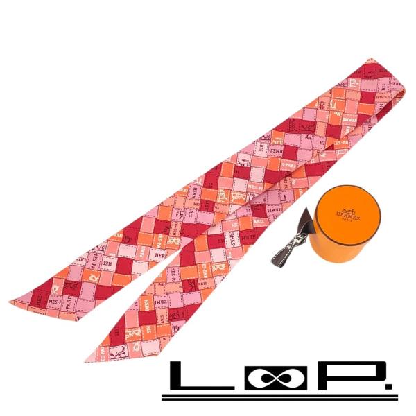 エルメス　ボルデュック チェック ツイリー スカーフ □美品□ エルメス ツイリー ボルデュック チェック スカーフ