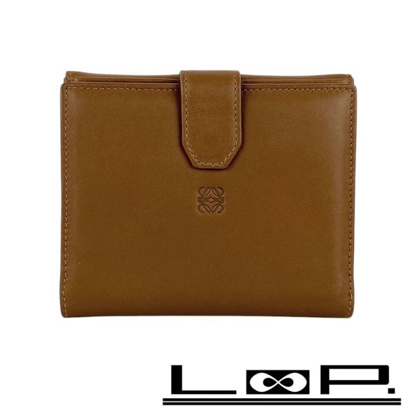 使用感なし　ロエベ　ナッパ　アナグラム　二つ折り財布　コインウォレット　黒 使用感なし ロエベ ナッパ アナグラム 二つ折り財布 コイン