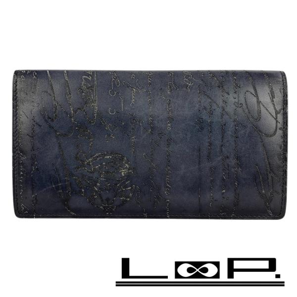 ■中古■　ベルルッティ カリグラフィ 二つ折り 長財布 レザー ネイビー 【323928】2 loopland_323928
