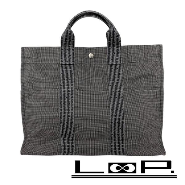 □美品□ エルメス エールライン MM トート バッグ キャンバス