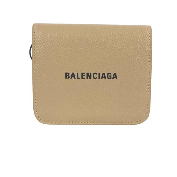 □新同□ バレンシアガ 二つ折り 財布 ウォレット レザー ベージュ  