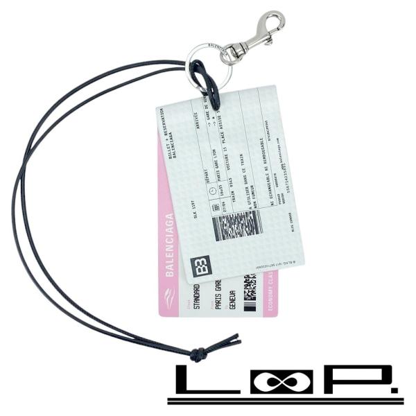 □未使用□ バレンシアガ トレインチケット ホルダー チャーム レザー  