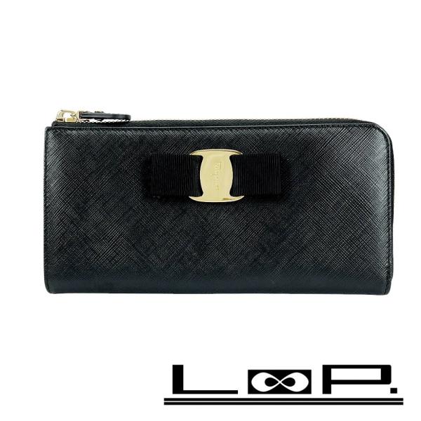 フェラガモ Ferragamo 長財布 ヴァラリボン ブラック レザー 新品 □新同□ フェラガモ ヴァラ リボン 長財布 財布 ウォレット レザー