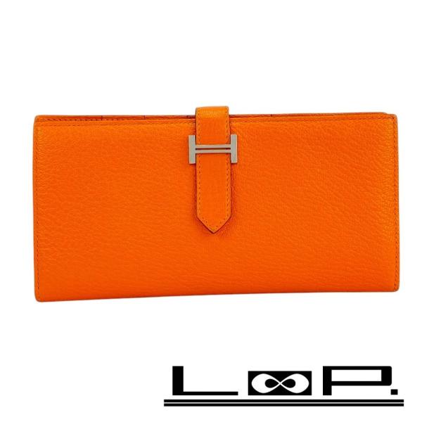 □美品□ エルメス ベアンスフレ 長財布 二つ折り 財布 シェーブル