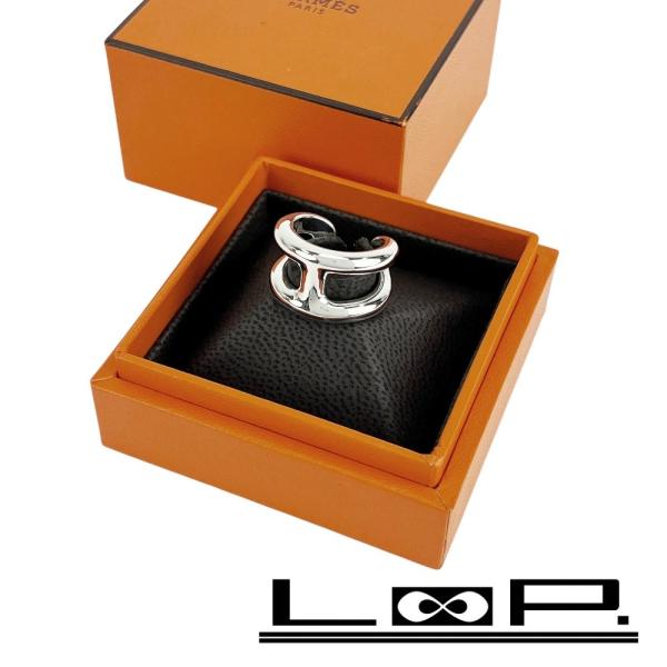 □新同□磨き済□ エルメス オスモズ リング H ロゴ 指輪 アクセサリー