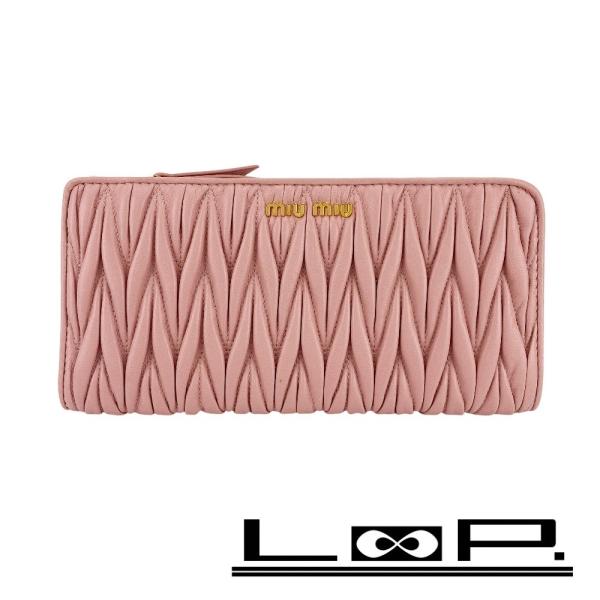 □美品□ ミュウミュウ ラウンドジップ 長財布 ウォレット マテラッセ