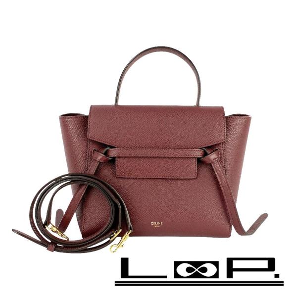■美品■　セリーヌ ベルトバックル ナノ ハンドバッグ ショルダー 2WAY レザー ボルドー バーガンディ  【430725】7 loopland_430725