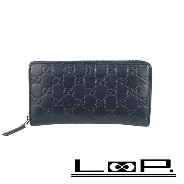 □美品□ グッチ シマ ラウンドジップ 長財布 ウォレット GG レザー