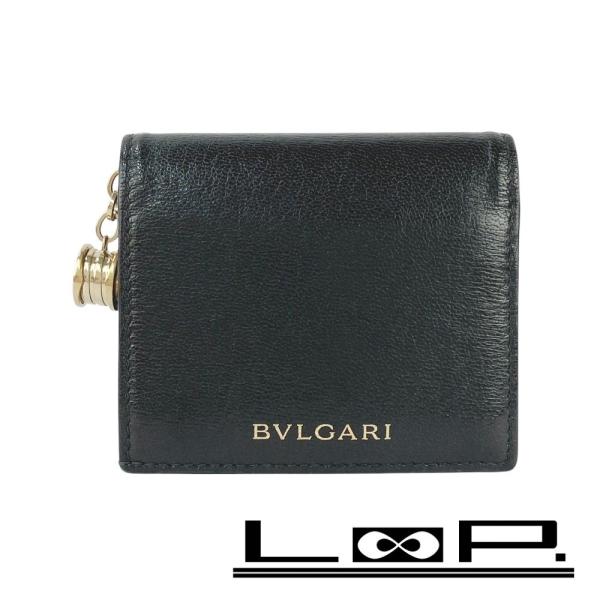 【極美品】ブルガリ　サークルロゴ　ビーゼロワン　二つ折り財布　ブラック　レザー ブルガリ □美品□ ビーゼロワン B-zero1 三つ折り財布 コンパクト