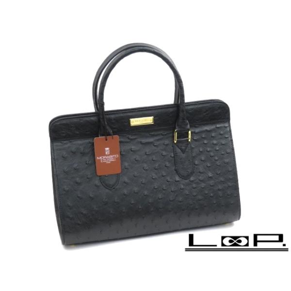 □美品□ モラビト ハンド バッグ スクエア オーストリッチ ブラック