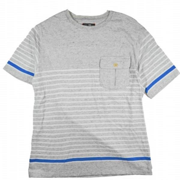 CASH CA カシュカ 日本製 ボーダーポケットTシャツ CAS12-CT0001 L グレー 半袖 トップス f1056