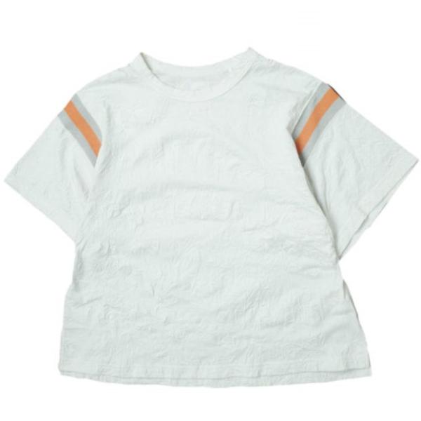 Name. ネーム 日本製 OVERSIZED FOOTBALL TEE 皺加工 オーバーサイズフットボールTシャツ W-NMCU-18SS-025 2 ホワイト 半袖 ライン  g11233