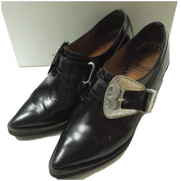 ＜新品　未使用　送料無料＞ TOGA PULLA　革靴 TOGA PULLA トーガ プルラ Buckled Wedge Heel Monk Strap メタル