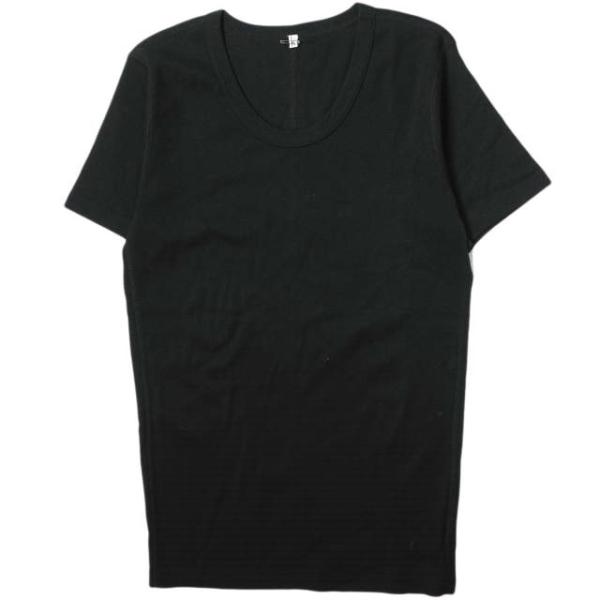 新品 koko ココ 日本製 フラットシーマ ソリッドUネックTシャツ KMCT09-102001 M ブラック 半袖 カットソー トップス g12483