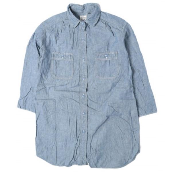 orslow x BEAMS BOY オアスロウ ビームスボーイ 別注 日本製 ロングワークシャツ 1(ONE SIZE) Blue 七分袖 シャンブレー トップス g13382