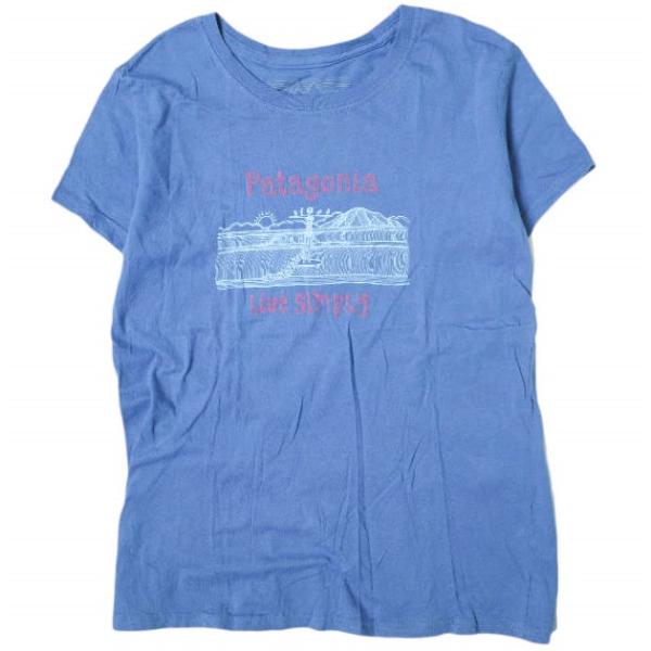 PATAGONIA パタゴニア アメリカ製 ?Organic Cotton Live Simply T-Shirt キッズ プリントTシャツ GIRLS XXL ブルー MADE IN USA g13701