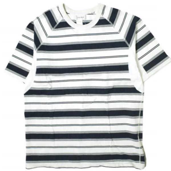 tone トーン 日本製 ラグランボーダーTシャツ TO-SS16-TEE01 S NAVY/WHITE 半袖 クルーネック 脇下切り替え トップス g17150