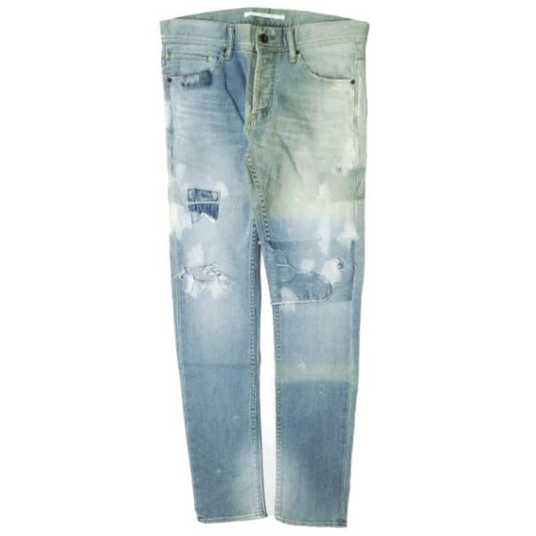 新品 e JEANS イージーンズ SEA HORSE SLIM 岡山児島 ダメージ＆リペアパッチ ストレッチスリムデニムパンツ e-801 3 定価38,500円 新品 e JEANS イージーンズ SEA HORSE SLIM 岡山児島 ダメージ＆リペア