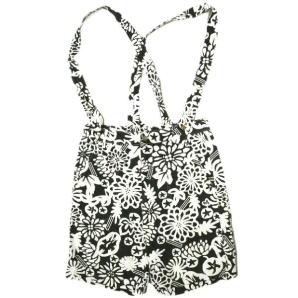 mercibeaucoup. メルシーボークー 日本製 フラワープリントサロペットショーツ MB81FF798 3 BLACK/WHITE ショートパンツ ボトムス g18634