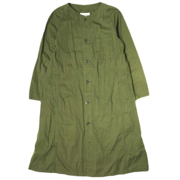 BEAMS BOY ビームスボーイ ワッシャーオーバーワンピース 13-26-0542-791 Free OLIVE ノーカラー ミリタリー シャツ トップス g20920