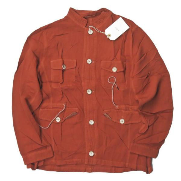 bukht ブフト 日本製 SAFARI JACKET サファリジャケット B-M91405 2(M) BRICK(レンガ) ノーカラー ミリタリー ワーク アウター【新古品】【中古】【bukht】 新品 bukht ブフト 日本製 SAFARI JACKET サファリジャケット B-M91405