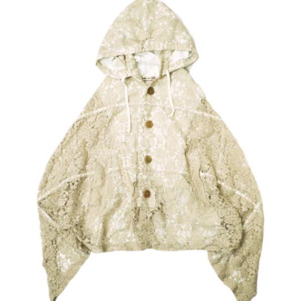 COMME des GARCONS COMME des GARCONS コムデギャルソン コムコム 日本製 12SS レースポンチョジャケット RI-C002 S BEIGE フーデッド
