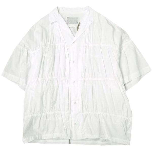 kolor カラー 24SS 日本製 ギャザーオープンカラーシャツ 24SCM-B05112 3 WHITE 定価75,900円 半袖 オーバーサイズ タイプライター 開襟 トップス【新古品】【中古】【kolor】 looponline_g22132