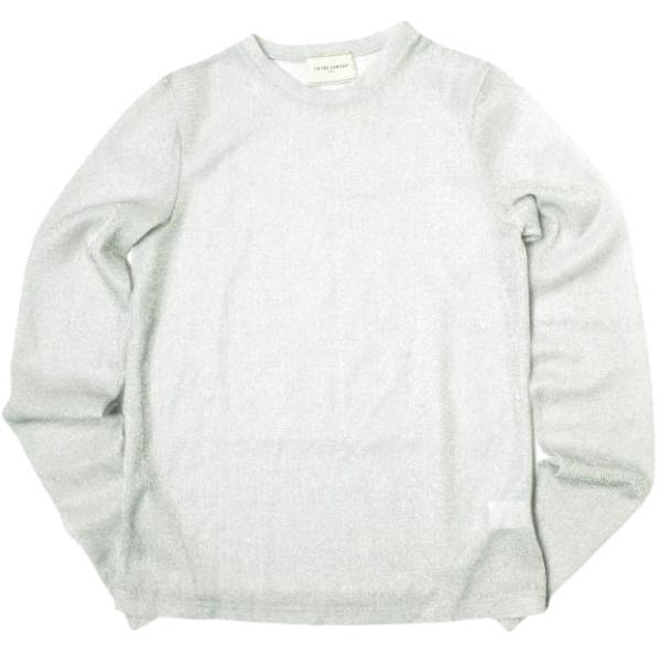 UNITED ARROWS ユナイテッドアローズ 日本製 グリッターラメジャージーカットソー 1512-222-1061 Free シルバー 長袖 トップス g22414