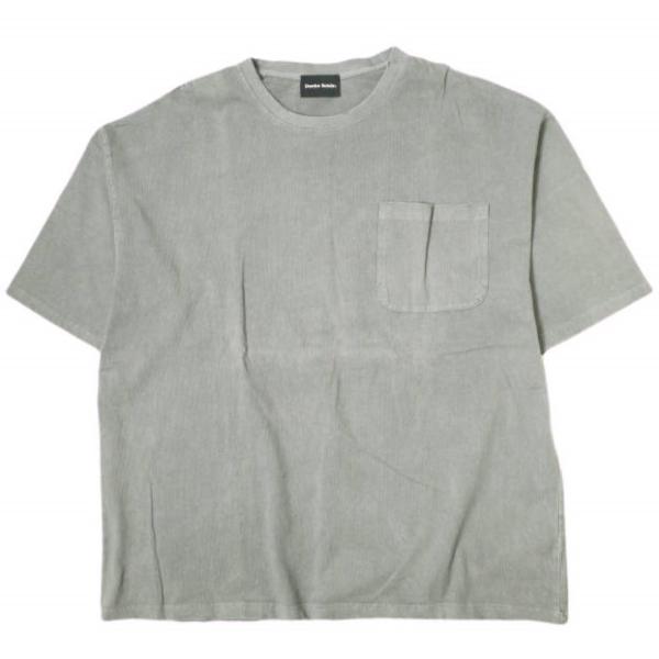 新品 Danke Schon ダンケシェーン 活性染ポケット S/S tee バックロゴ刺繍 ショートスリーブTシャツ UNSSSDK00 L グレー ダメージ加工