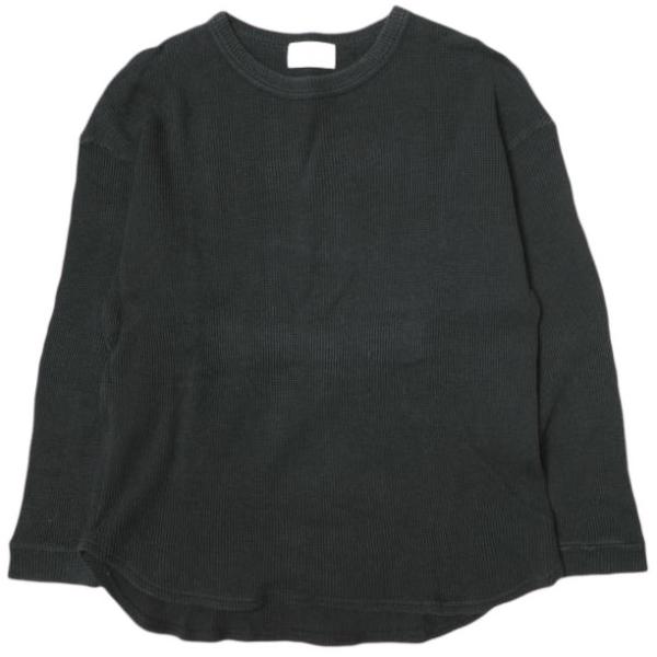 BEAUTY＆YOUTH UNITED ARROWS ビューティーアンドユース 日本製 ワッフル8分袖プルオーバー 1612-241-3882 ブラック サーマル カットソー