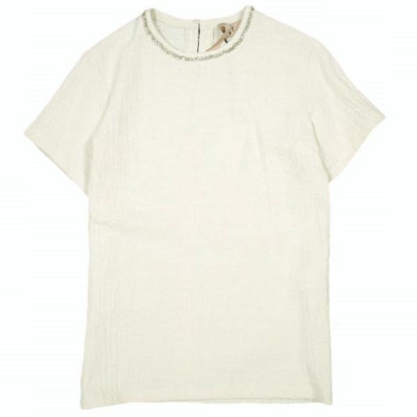 新品 N°21 ヌメロヴェントゥーノ 24SS ビジューブラウストップス 24S-G122-0126 38 OFF WHITE 半袖 プルオーバー シャツ 定価75,900円 新品 N°21 ヌメロヴェントゥーノ 24SS ビジューブラウストップス 24S