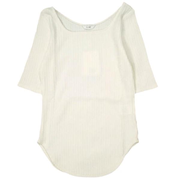 新品 CLANE クラネ 日本製 RIB DEEP NECK TOPS リブディープネックトップス 12105-1312 1 WHITE 半袖 スクエアネック カットソー