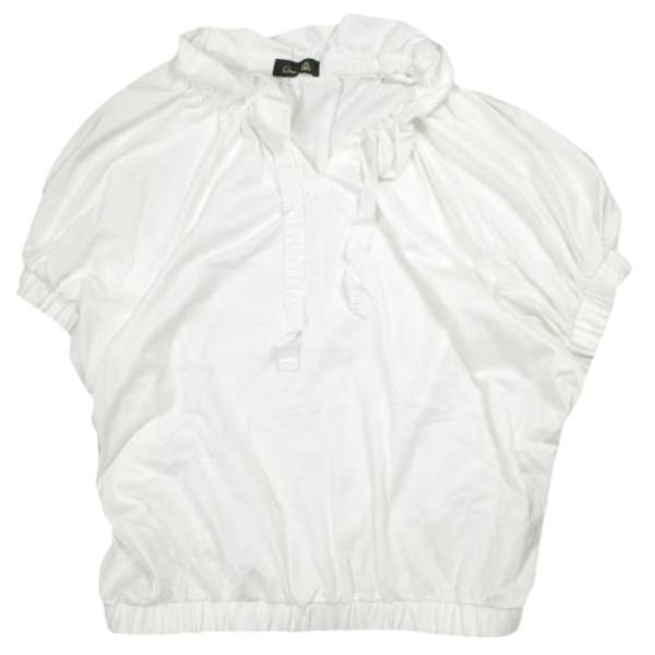 Drawer ドゥロワー コットン ギャザー 七分袖シャツ　白 Drawer ドゥロワー コットン ギャザー 七分袖シャツ 白 - メルカリ