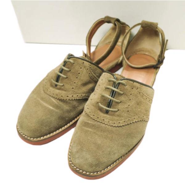 PLUSON SHOE SUPPLY プラソンシューサプライ アンクルストラップ スエードレザーシューズ 37(23.5cm) Brown FOR LADIES 革靴 サンダル