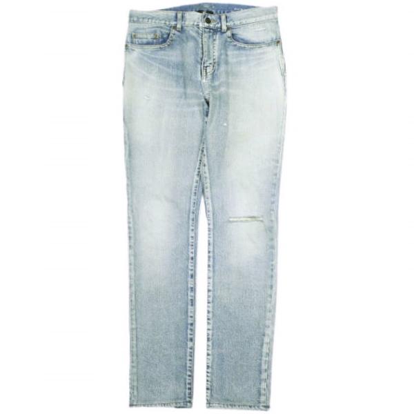 サンローラン SAINT LAURENT スキニー デニムパンツ 二―クラッシュ SAINT LAURENT サンローラン 日本製 D02 SKINNY-FIT JEANS ダメージ