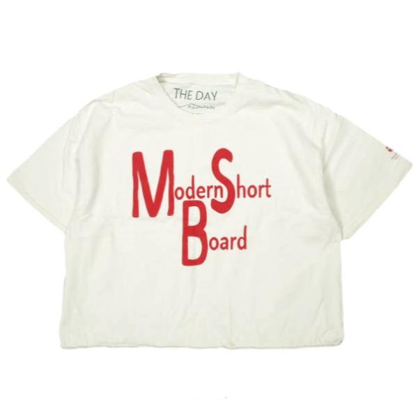THE DAY ON THE BEACH ザデイオンザビーチ 6oz. Girls Cutoff Tee MODERN SHORT BOARD カットオフTシャツ ONE SIZE オフホワイト 半袖 丸胴