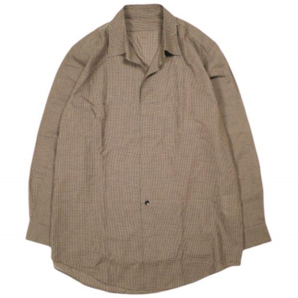 un/unbient アン 25SS 日本製 Stand Collar Shirt ウールトロピカル スタンドカラーシャツ UNSH41 1 Pale Brown Check アンビエント 長袖 チェック トップス【新古品】【中古】【un/unbient】 an - un/unbient アン 25SS 日本製 Stand Collar Shirt ウール