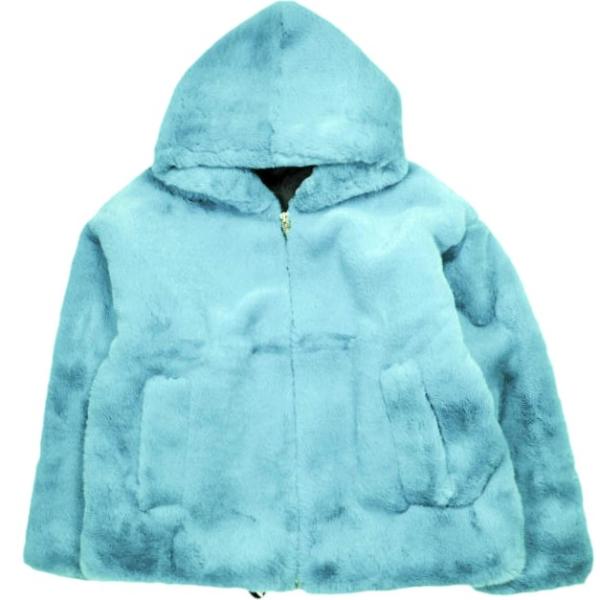 新品 FR(13)NDS フレンズ 25AW FAKE FUR HOOD BZ フェイクファーフードブルゾン UNS24041 L ブルー ROYAL FLASH オーバーサイズ ジャケット