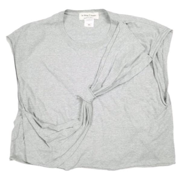 les Briqu'a braque x BEAMS BOY レブリカブラック ビームスボーイ 別注 日本製 フレンチスリーブリボンTシャツ グレー カットソー anvil